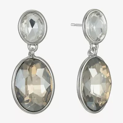 Monet Jewelry Double Womens Brown Glass Oval Hypoallergenic Drop Earrings