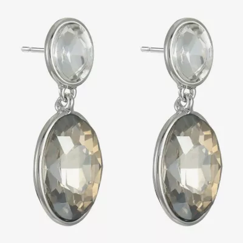 Monet Jewelry Double Womens Brown Glass Oval Hypoallergenic Drop Earrings