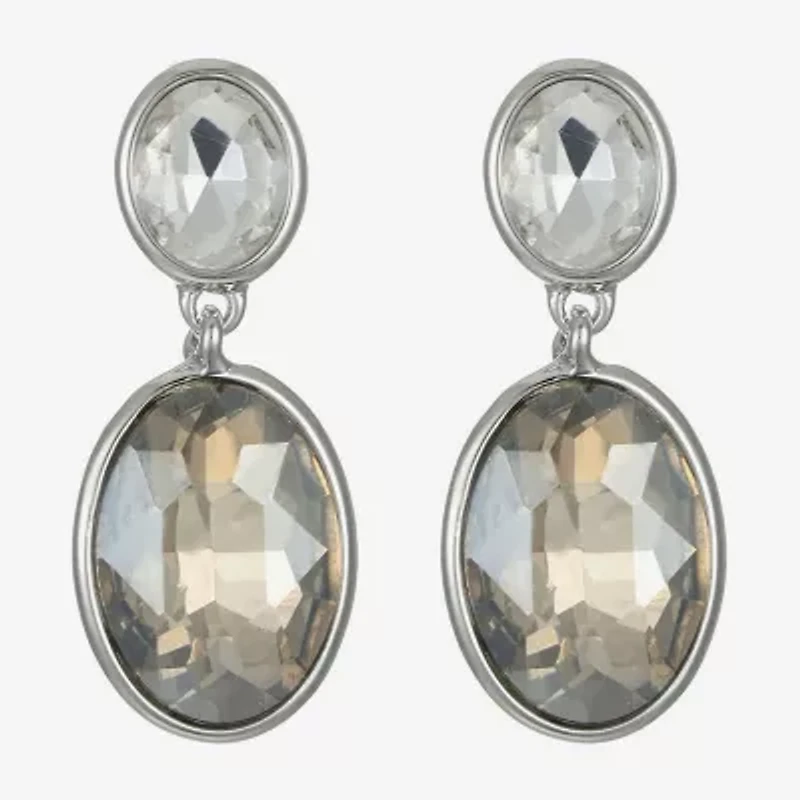 Monet Jewelry Double Womens Brown Glass Oval Hypoallergenic Drop Earrings