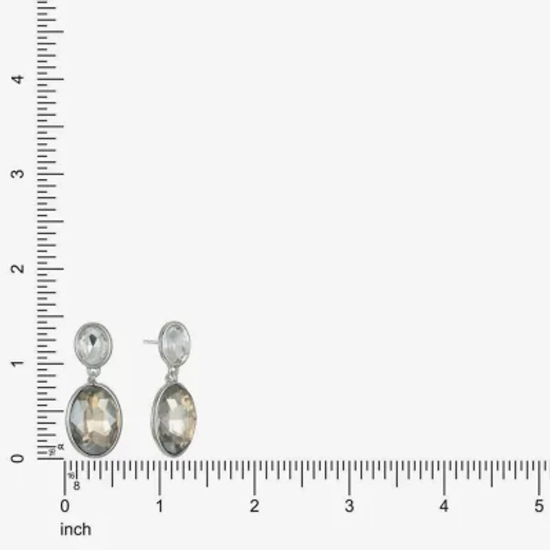 Monet Jewelry Double Womens Brown Glass Oval Hypoallergenic Drop Earrings