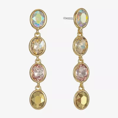 Monet Jewelry Linear Womens Brown Glass Oval Hypoallergenic Drop Earrings