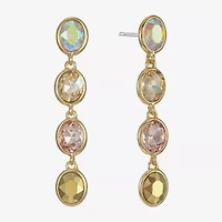 Monet Jewelry Linear Womens Brown Glass Oval Hypoallergenic Drop Earrings