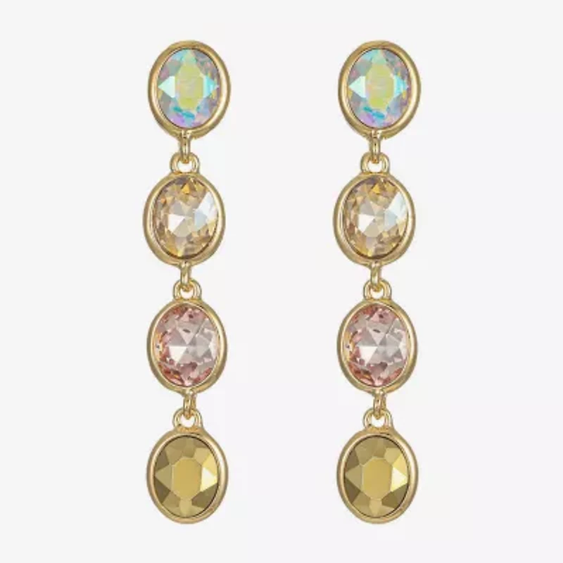 Monet Jewelry Linear Womens Brown Glass Oval Hypoallergenic Drop Earrings