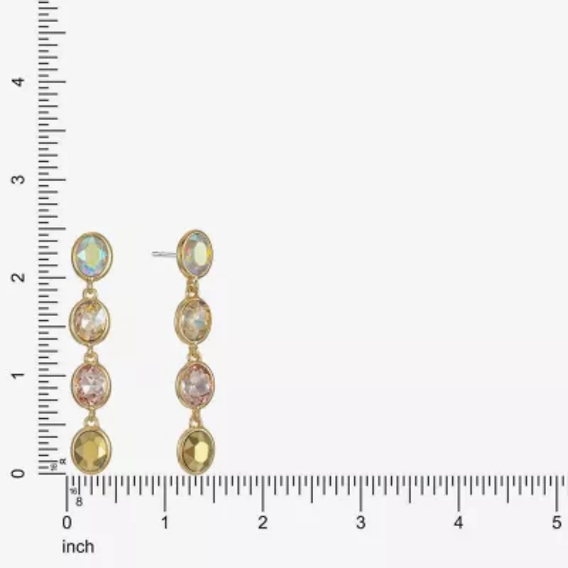 Monet Jewelry Linear Womens Brown Glass Oval Hypoallergenic Drop Earrings