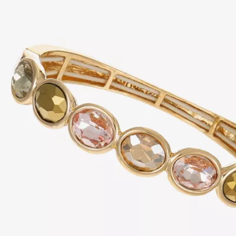 Monet Jewelry Stretch Womens Brown Glass Oval Bangle Bracelet