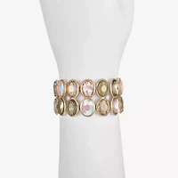 Monet Jewelry Double Layer Womens Brown Glass Oval Stretch Bracelet