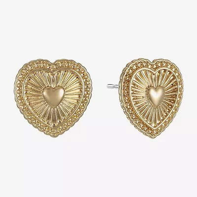 Monet Jewelry Gold Tone Radiant 20mm Heart Stud Earrings