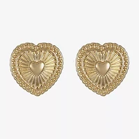 Monet Jewelry Gold Tone Radiant 20mm Heart Stud Earrings