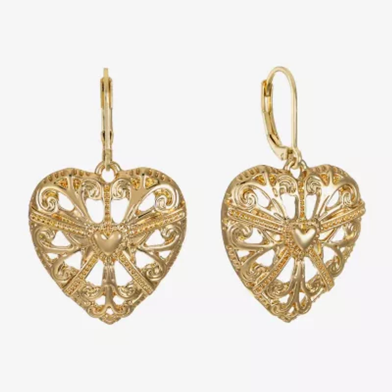 Monet Jewelry Gold Tone Filigree Womens Heart Drop Earrings
