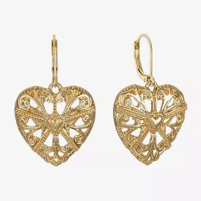 Monet Jewelry Gold Tone Filigree Womens Heart Drop Earrings