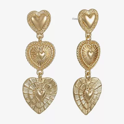 Monet Jewelry Gold Tone Radiant Linear Womens Heart Hypoallergenic Drop Earrings