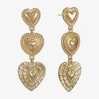 Monet Jewelry Gold Tone Radiant Linear Womens Heart Hypoallergenic Drop Earrings