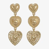 Monet Jewelry Gold Tone Radiant Linear Womens Heart Hypoallergenic Drop Earrings