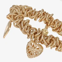 Monet Jewelry Gold Tone Radiant Stretch Womens Heart Charm Bracelet