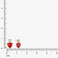 Monet Jewelry Gold Tone Double Red Glass 18mm Heart Stud Earrings
