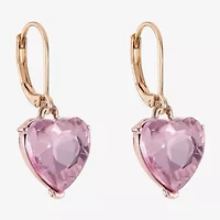 Monet Jewelry Womens Red Glass Heart Drop Earrings