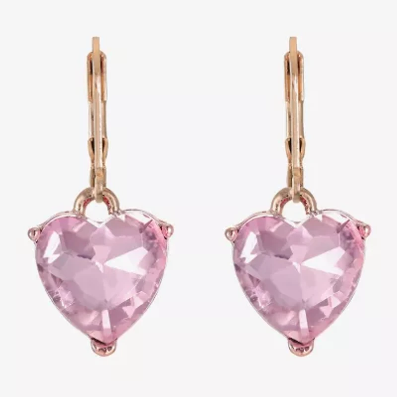 Monet Jewelry Womens Red Glass Heart Drop Earrings