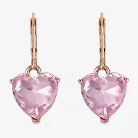 Monet Jewelry Womens Red Glass Heart Drop Earrings