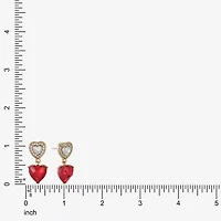 Monet Jewelry Halo Double Womens Pink Glass Heart Hypoallergenic Drop Earrings