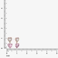 Monet Jewelry Halo Double Womens Pink Glass Heart Hypoallergenic Drop Earrings