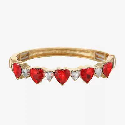 Monet Jewelry Womens Red Glass Heart Bangle Bracelet