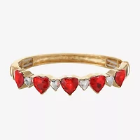 Monet Jewelry Womens Red Glass Heart Bangle Bracelet