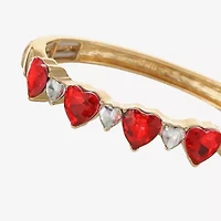 Monet Jewelry Womens Red Glass Heart Bangle Bracelet