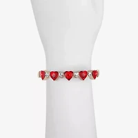 Monet Jewelry Womens Red Glass Heart Bangle Bracelet