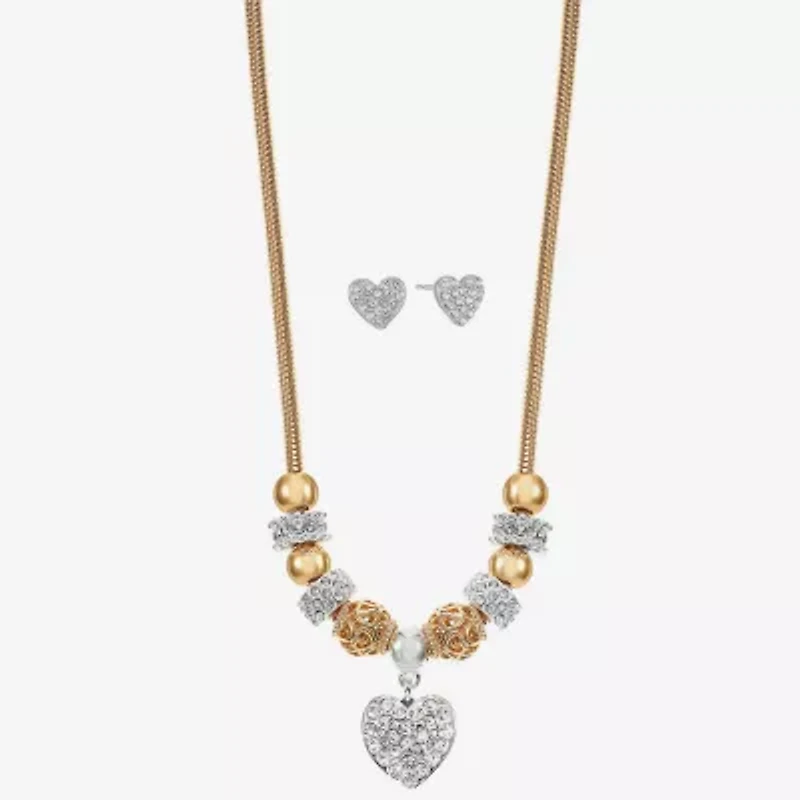 Liz Claiborne Womens Glass Heart Hypoallergenic 2-pc. Jewelry Set