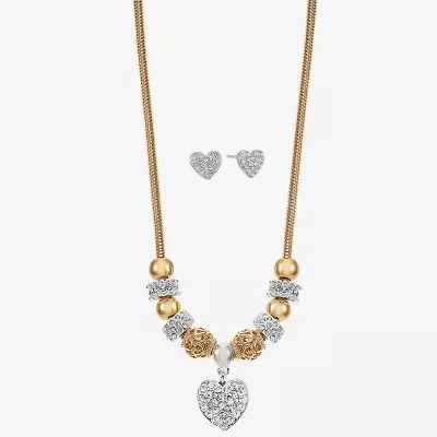 Liz Claiborne Womens Glass Heart Hypoallergenic 2-pc. Jewelry Set
