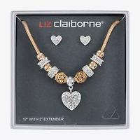 Liz Claiborne Womens Glass Heart Hypoallergenic 2-pc. Jewelry Set