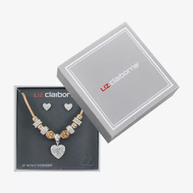 Liz Claiborne Womens Glass Heart Hypoallergenic 2-pc. Jewelry Set