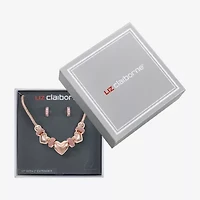 Liz Claiborne Womens Pink Glass Heart Hypoallergenic 2-pc. Jewelry Set