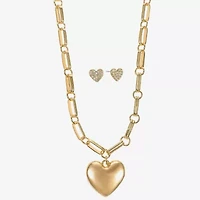 Liz Claiborne Womens Glass Heart Hypoallergenic 2-pc. Jewelry Set