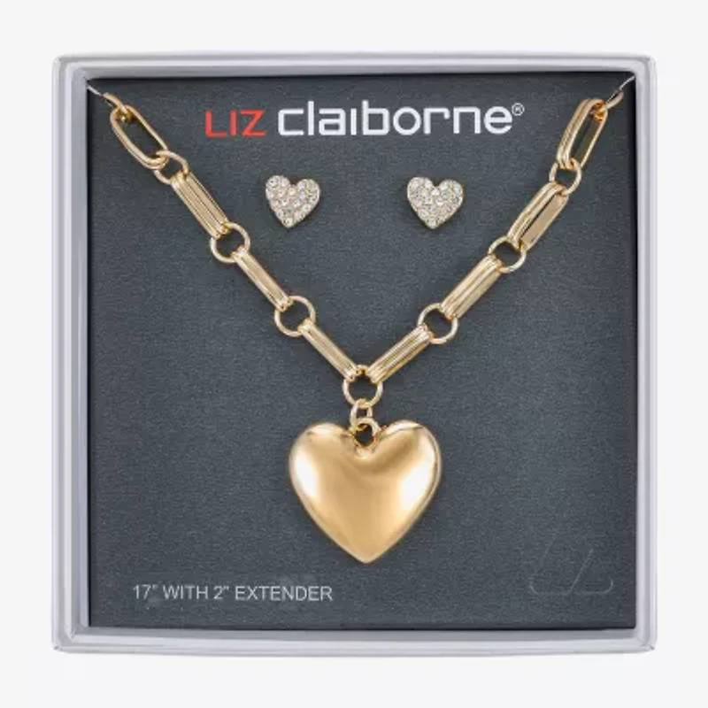 Liz Claiborne Womens Glass Heart Hypoallergenic 2-pc. Jewelry Set