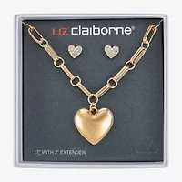Liz Claiborne Womens Glass Heart Hypoallergenic 2-pc. Jewelry Set