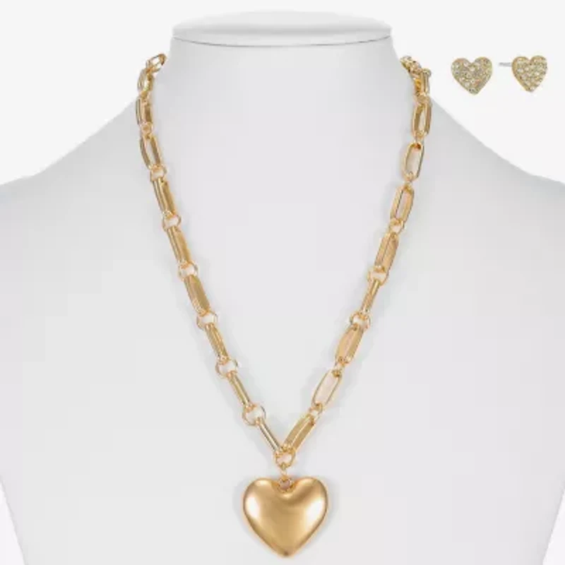 Liz Claiborne Womens Glass Heart Hypoallergenic 2-pc. Jewelry Set