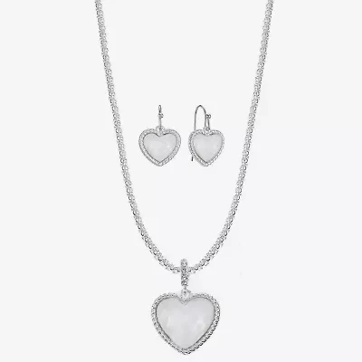 Liz Claiborne Womens Pink Mother Of Pearl Heart 2-pc. Jewelry Set