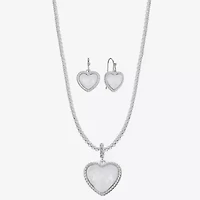 Liz Claiborne Womens Pink Mother Of Pearl Heart 2-pc. Jewelry Set