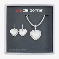 Liz Claiborne Womens Pink Mother Of Pearl Heart 2-pc. Jewelry Set