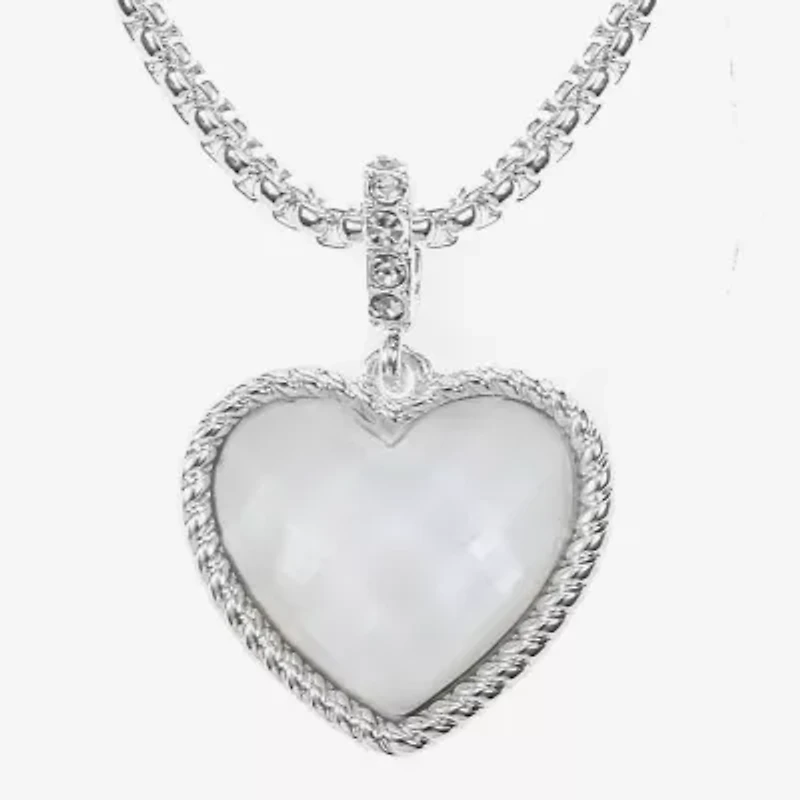 Liz Claiborne Womens Pink Mother Of Pearl Heart 2-pc. Jewelry Set