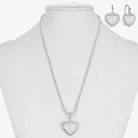 Liz Claiborne Womens Pink Mother Of Pearl Heart 2-pc. Jewelry Set
