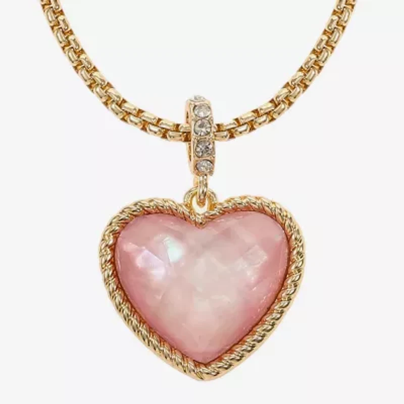 Liz Claiborne Womens Pink Mother Of Pearl Heart 2-pc. Jewelry Set
