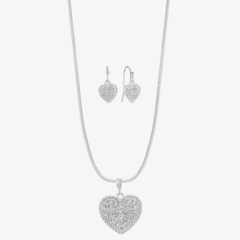 Liz Claiborne Womens Glass Heart 2-pc. Jewelry Set