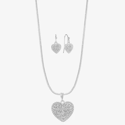 Liz Claiborne Womens Glass Heart 2-pc. Jewelry Set
