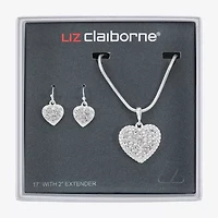 Liz Claiborne Womens Glass Heart 2-pc. Jewelry Set