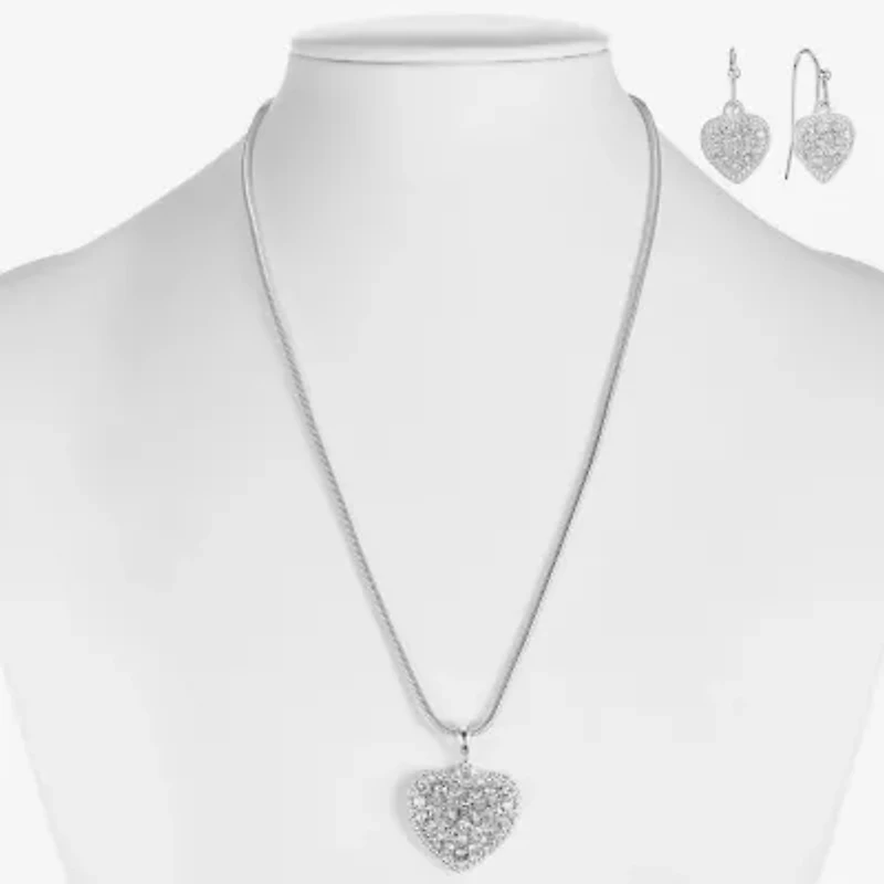 Liz Claiborne Womens Glass Heart 2-pc. Jewelry Set