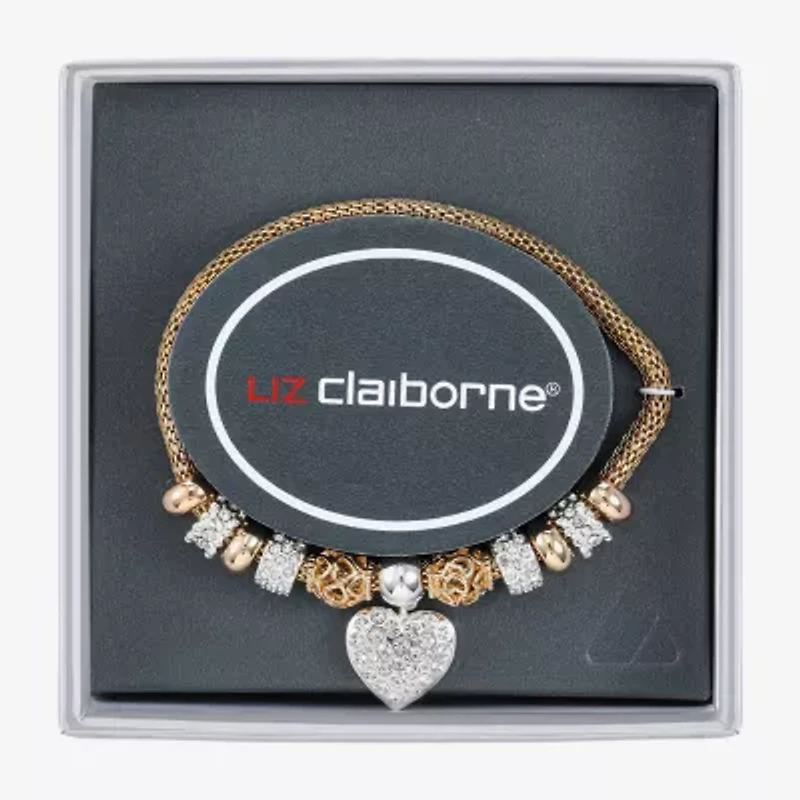Liz Claiborne Womens Glass Heart Stretch Bracelet