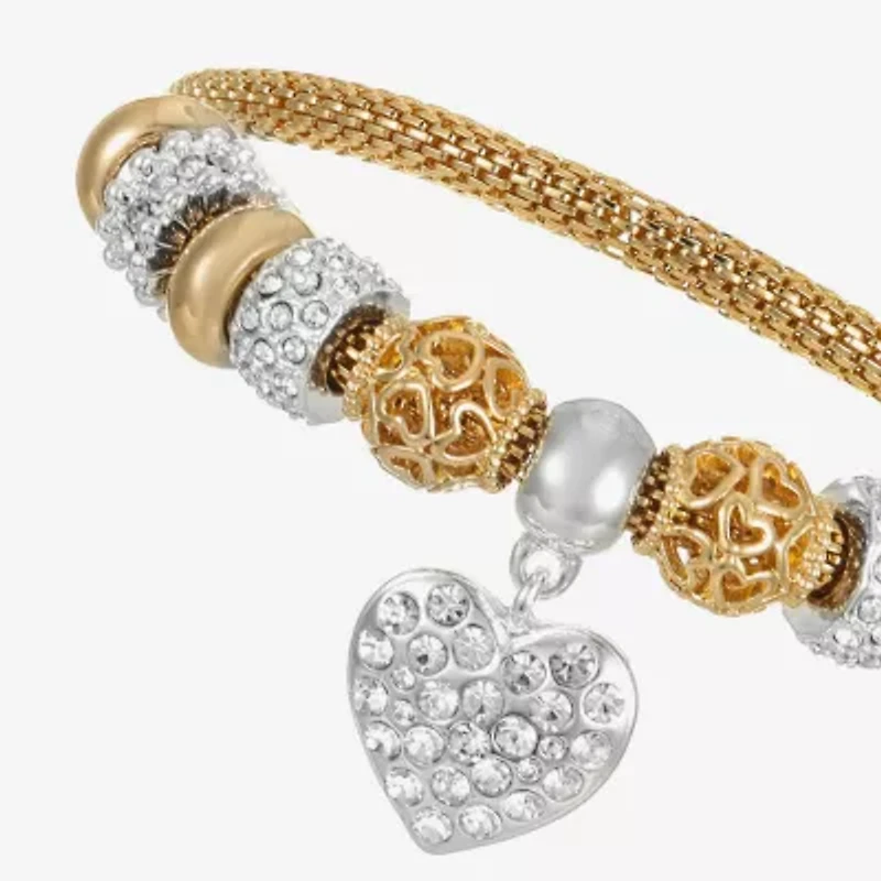 Liz Claiborne Womens Glass Heart Stretch Bracelet