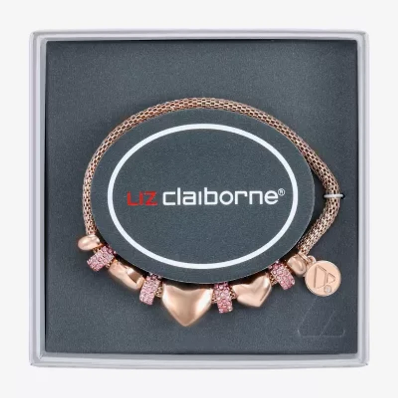 Liz Claiborne Womens Glass Heart Stretch Bracelet
